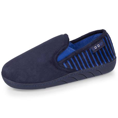 Chaussons mocassins en suédine ultra douce, semelle ergonomique confort, enfilage facile, semelle antidérapante Marine 1 - vertbaudet enfant 