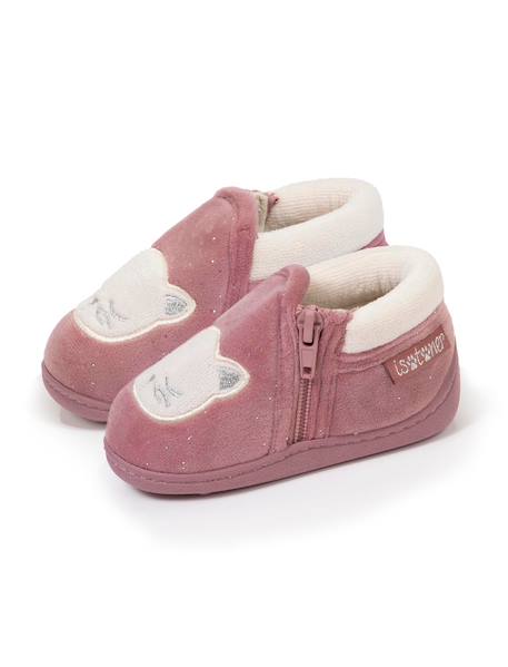 Chaussons bottillons à zip, faciles à enfiler, bon maintien du pied, semelle antidérapante Rose pailleté 6 - vertbaudet enfant 