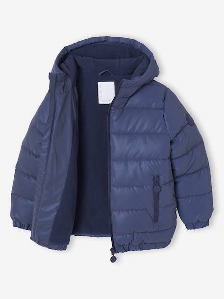 Doudoune à capuche doublée polaire garçon effet réfléchissant Gris+marine 12 - vertbaudet enfant 