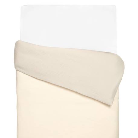 Housse de couette réversible gaze de coton & nid d'abeille Beige+Bleu+Écru+Rose 1 - vertbaudet enfant 