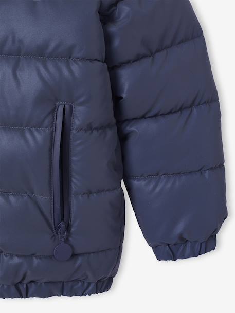 Doudoune à capuche doublée polaire garçon effet réfléchissant Gris+marine 15 - vertbaudet enfant 