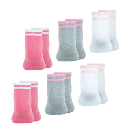 Lot de 6 paires de chaussettes basses fille essentiel Rose-gris-blanc 3 - vertbaudet enfant 