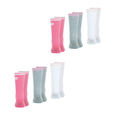 Lot de 6 paires de chaussettes mi-hautes fille essentiel wilson Rose-gris-blanc 3 - vertbaudet enfant 