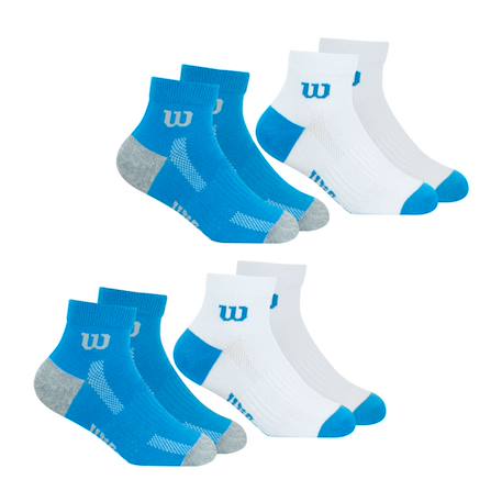 Lot de 4 paires de chaussettes mi-basses garçon essentiel Turquoise-blanc 1 - vertbaudet enfant 
