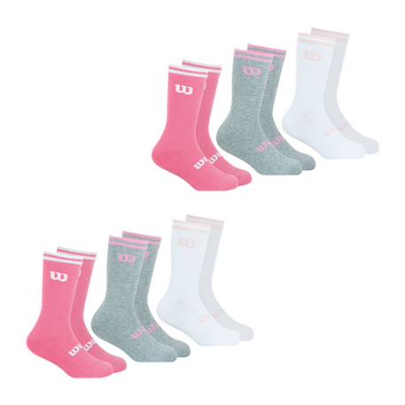 Lot de 6 paires de chaussettes mi-hautes fille essentiel wilson Rose-gris-blanc 1 - vertbaudet enfant 
