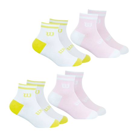 Lot de 4 paires de chaussettes basses fille essentiel Blanc-rose 1 - vertbaudet enfant 