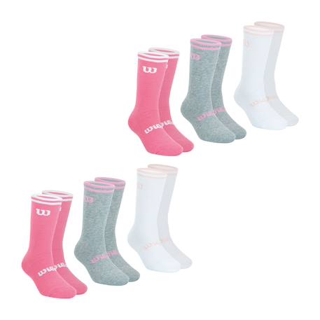 Lot de 6 paires de chaussettes mi-hautes fille essentiel wilson Rose-gris-blanc 2 - vertbaudet enfant 
