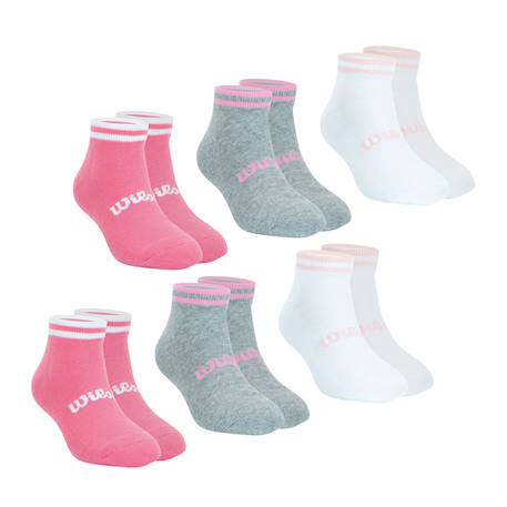 Lot de 6 paires de chaussettes basses fille essentiel Rose-gris-blanc 2 - vertbaudet enfant 