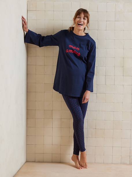 Ensemble 2 pièces pyjama de grossesse 'mon amour' marine 2 - vertbaudet enfant 
