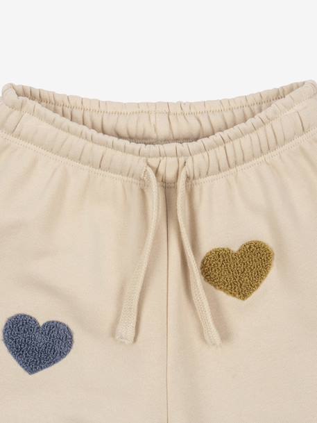 Pantalon jogging en molleton motifs coeurs beige 3 - vertbaudet enfant 
