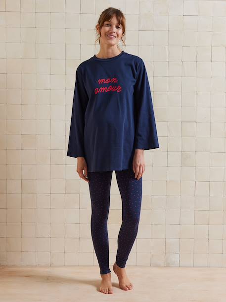 Ensemble 2 pièces pyjama de grossesse 'mon amour' marine 1 - vertbaudet enfant 
