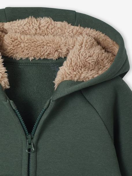 Cardigan bébé en molleton zippé à capuche doublée vert sapin 3 - vertbaudet enfant 