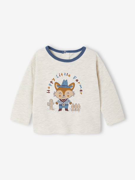 T-Shirt bébé manches longues beige chiné 1 - vertbaudet enfant 