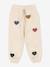 Pantalon jogging en molleton motifs coeurs beige 1 - vertbaudet enfant 