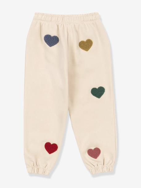 Pantalon jogging en molleton motifs coeurs beige 2 - vertbaudet enfant 