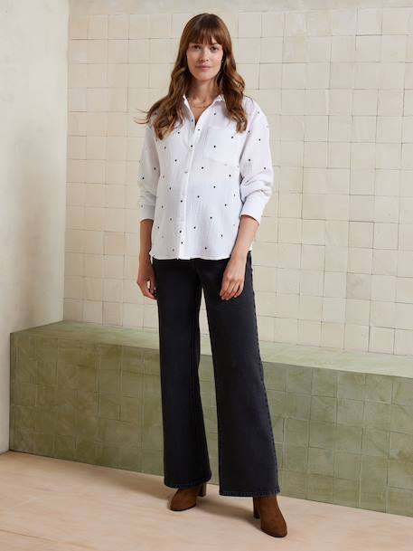 Chemise gaze de coton brodé FM grossesse et allaitement blanc 3 - vertbaudet enfant 