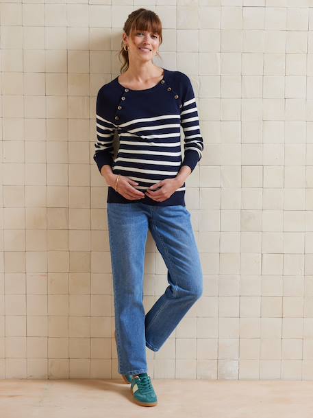 Pull marinière grossesse et allaitement ouvertures raglan marine 1 - vertbaudet enfant 