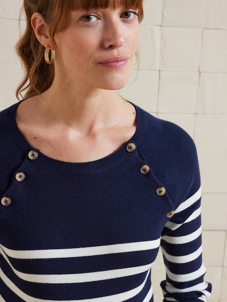 Pull marinière grossesse et allaitement ouvertures raglan marine 3 - vertbaudet enfant 