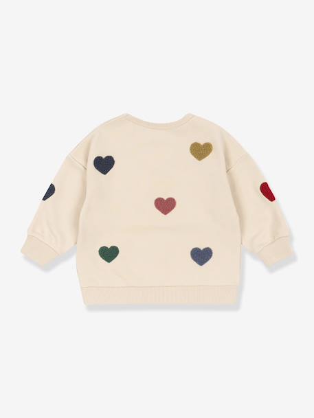 Sweat-shirt Lou motifs coeurs beige 2 - vertbaudet enfant 