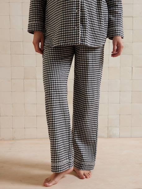 Ensemble 2 pièces pyjama de grossesse coton vichy carreaux noir 3 - vertbaudet enfant 