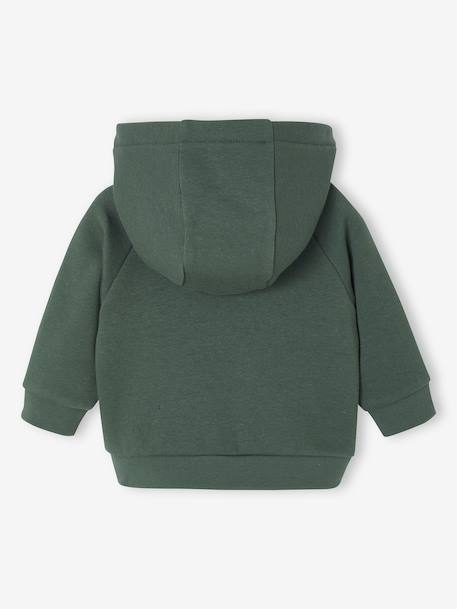Cardigan bébé en molleton zippé à capuche doublée vert sapin 2 - vertbaudet enfant 