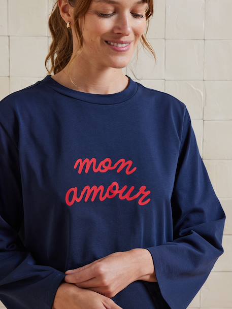Ensemble 2 pièces pyjama de grossesse 'mon amour' marine 3 - vertbaudet enfant 