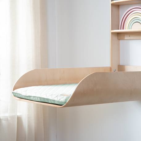Table à langer murale pliante + matelas à langer déperlant Naturel - vert givré 6 - vertbaudet enfant 