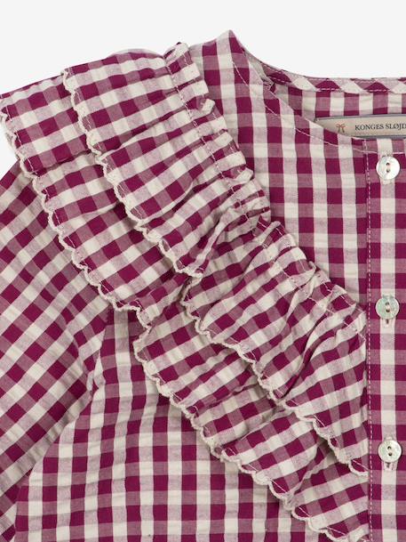 Blouse à volants fille motifs carreaux rouge 3 - vertbaudet enfant 