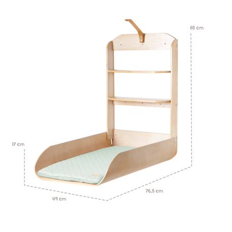 Table à langer murale pliante + matelas à langer déperlant Naturel - vert givré 5 - vertbaudet enfant 