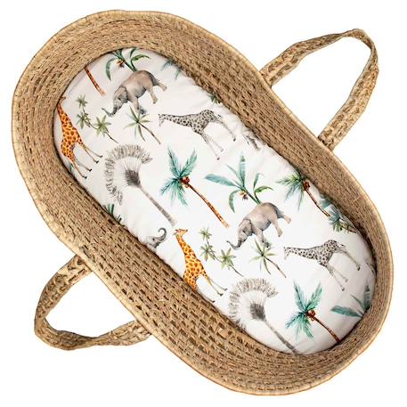 Lot de 3 draps housses couffin en coton safari Blanc, vert, safari 6 - vertbaudet enfant 