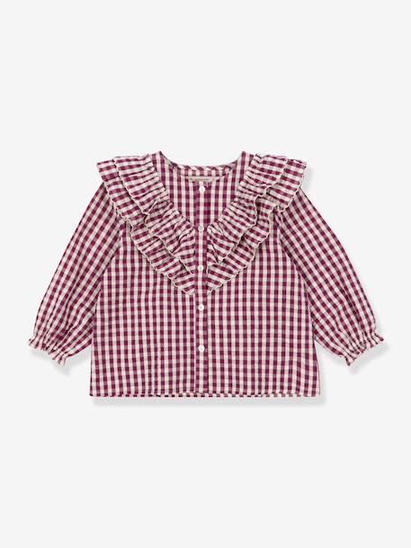 Blouse à volants fille motifs carreaux rouge 1 - vertbaudet enfant 