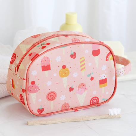 Trousse de toilette amis de la forêt Bleu+Gris+Jaune+Rose+Vert d'eau, marron, écru 18 - vertbaudet enfant 