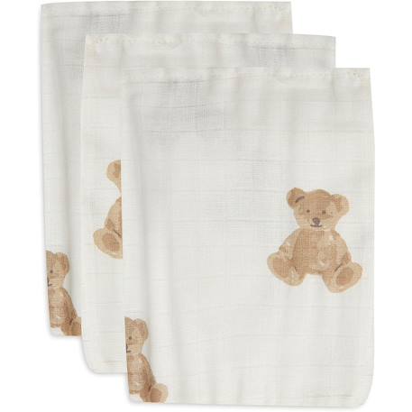 Gants de toilette teddy bear en gaze de coton (3 pcs) Teddy bear 1 - vertbaudet enfant 