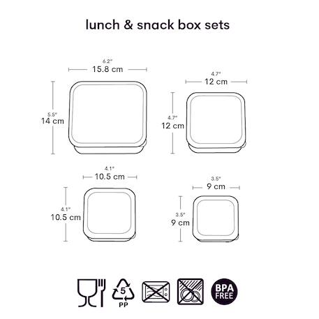 Lot de 4 boîtes à goûter Jaune+Kaki+Rose+Rose, rouge, violet+Vert de gris 18 - vertbaudet enfant 