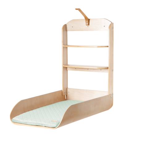 Table à langer murale pliante + matelas à langer déperlant Naturel - vert givré 1 - vertbaudet enfant 