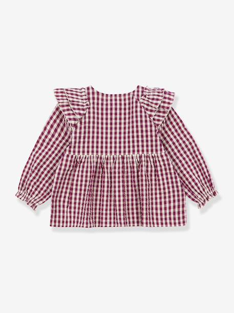 Blouse à volants fille motifs carreaux rouge 2 - vertbaudet enfant 