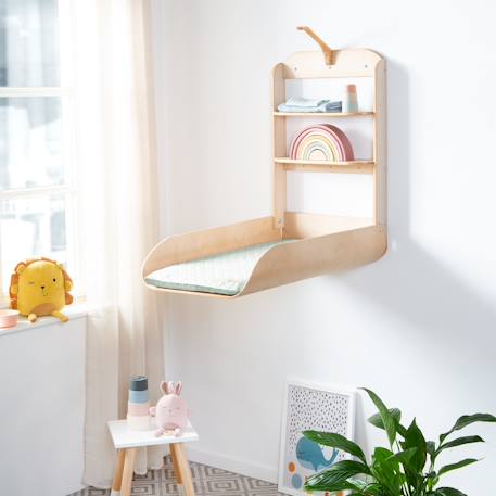 Table à langer murale pliante + matelas à langer déperlant Naturel - vert givré 2 - vertbaudet enfant 