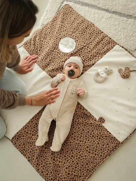 Tapis d'éveil léopard en gaze de coton beige 1 - vertbaudet enfant 