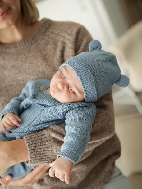 Ensemble naissance en tricot bleu glacier 3 - vertbaudet enfant 