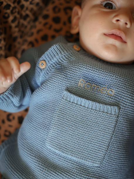 Ensemble naissance en tricot bleu glacier 1 - vertbaudet enfant 