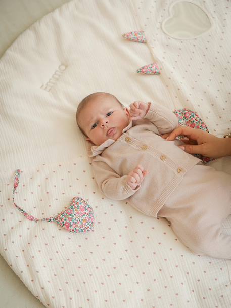 Tapis d'éveil en gaze de coton détails en tissu Liberty rose pâle 1 - vertbaudet enfant 