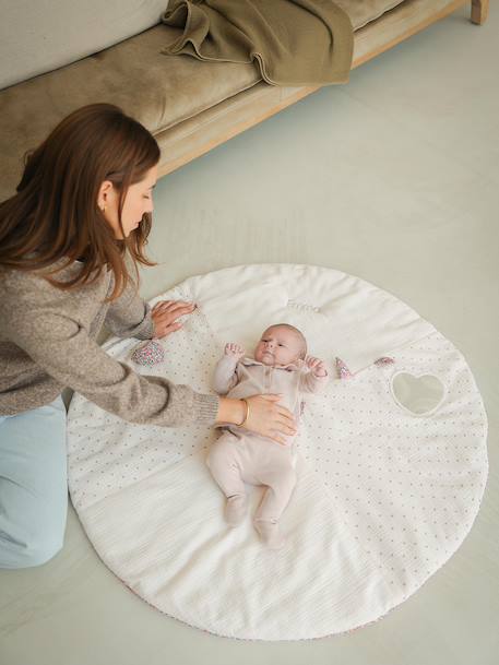 Tapis d'éveil en gaze de coton détails en tissu Liberty rose pâle 10 - vertbaudet enfant 