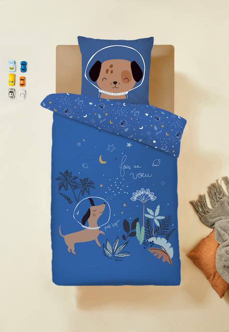 Housse de couette enfant + taie d'oreiller milo Bleu 1 - vertbaudet enfant 
