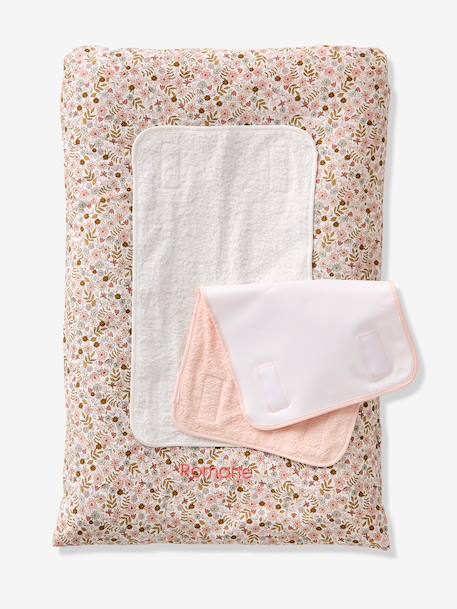 Matelas à langer + 2 tapis de change personnalisable FLORA blanc imprimé 1 - vertbaudet enfant 