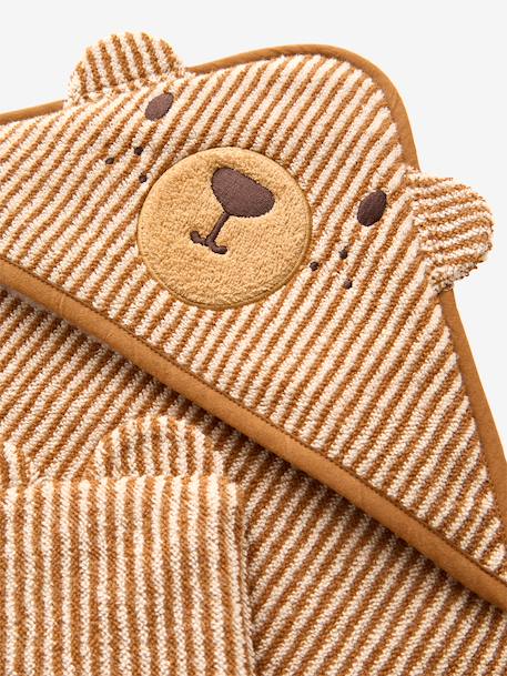 Cape de bain et gant de toilette PETIT OURS, avec coton recylé rayé beige 6 - vertbaudet enfant 