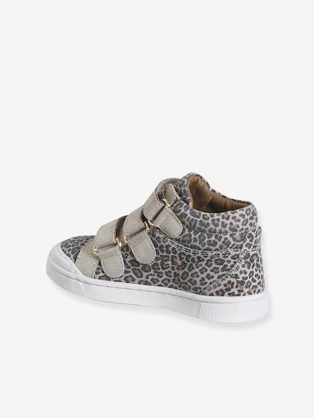 Baskets enfant fille cuir à scratchs beige imprimé+marine+or 3 - vertbaudet enfant 
