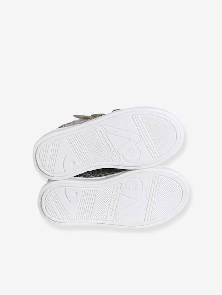 Baskets enfant fille cuir à scratchs beige imprimé+marine+or 5 - vertbaudet enfant 