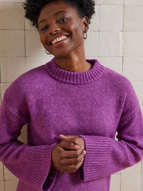 Pull col rond grossesse maille jersey avec laine anthracite+fuchsia 9 - vertbaudet enfant 