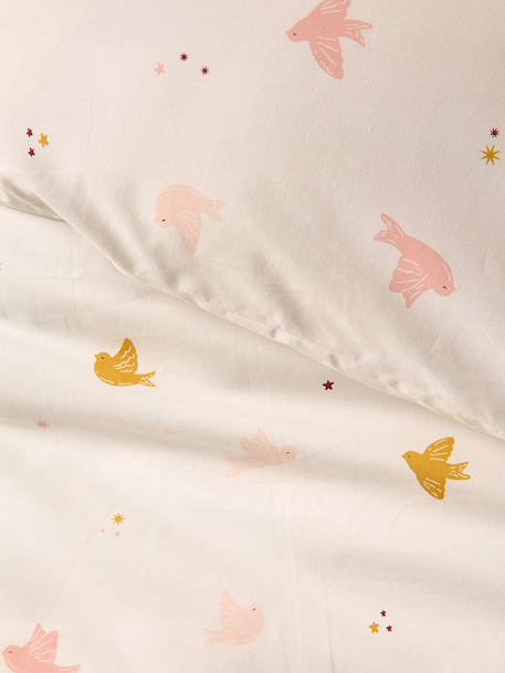 Parure housse de couette et taie d'oreiller HIRONDELLES blanc imprimé 7 - vertbaudet enfant 