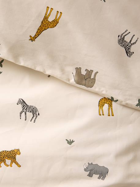 Parure housse de couette et taie d'oreiller enfant WILD ANIMALS blanc imprimé 10 - vertbaudet enfant 